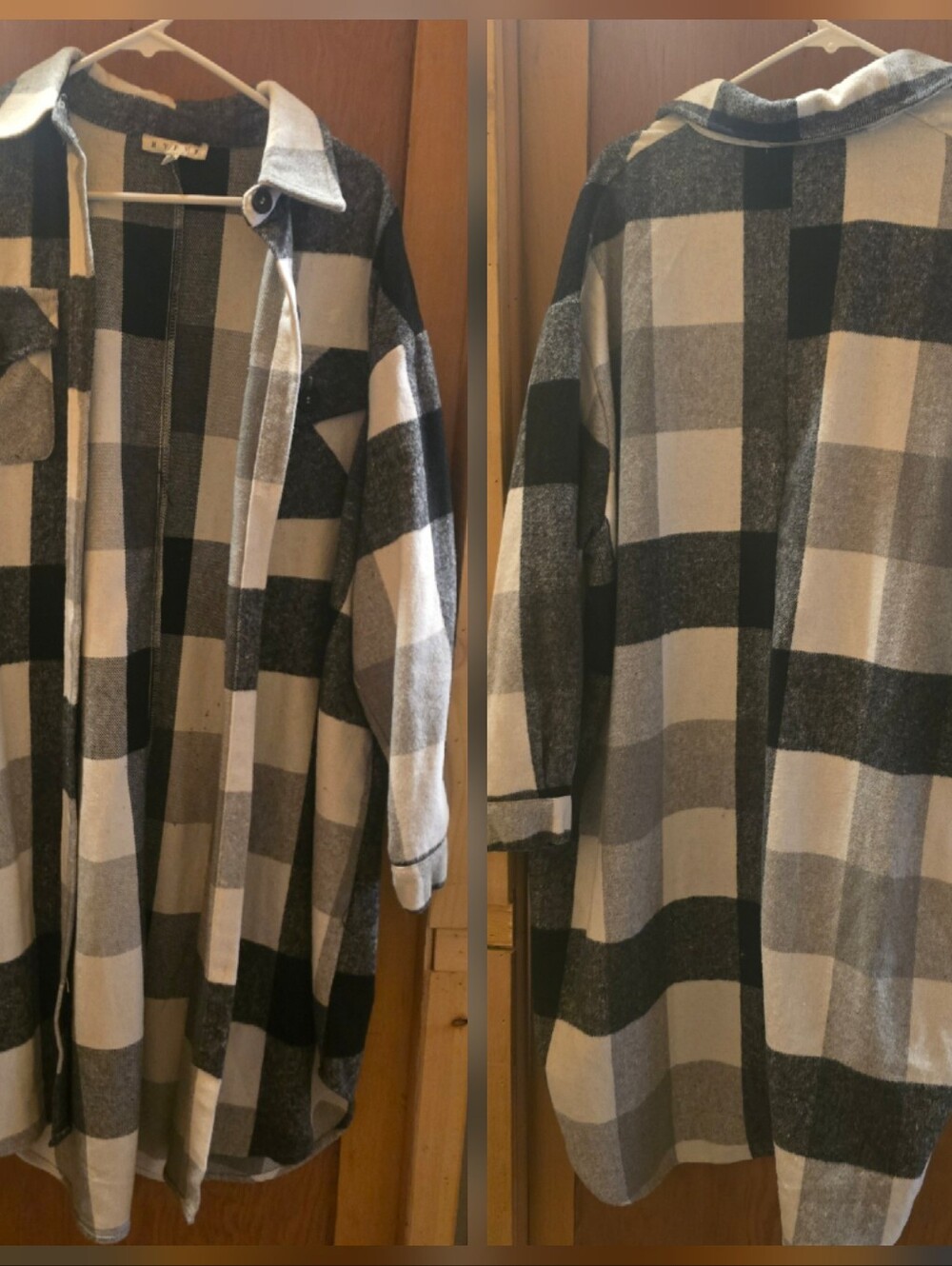 Hyfve Mediummlong Checkered Warm Button Down Long Coat